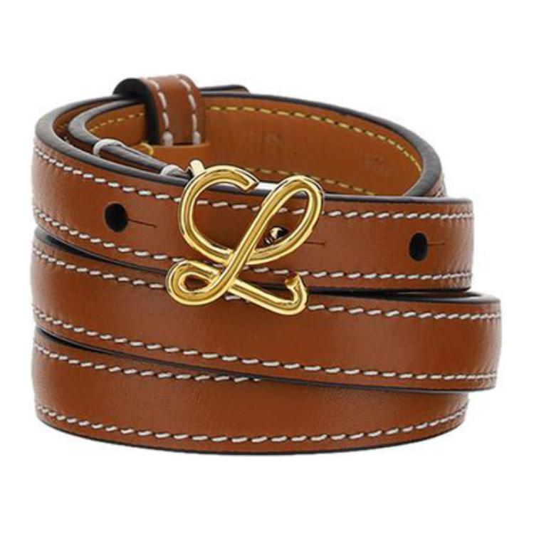 LOEWE Calfskin Leather Belts Kids' Brown 1.5CM