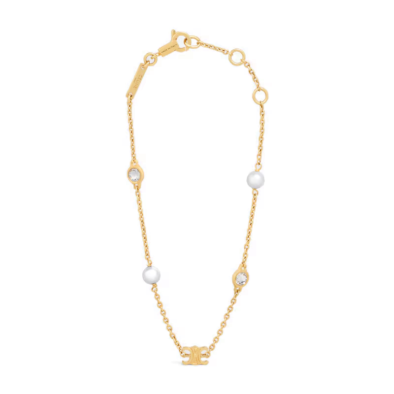 CELINE Bracelet In Brass Strass And Resin Pearls