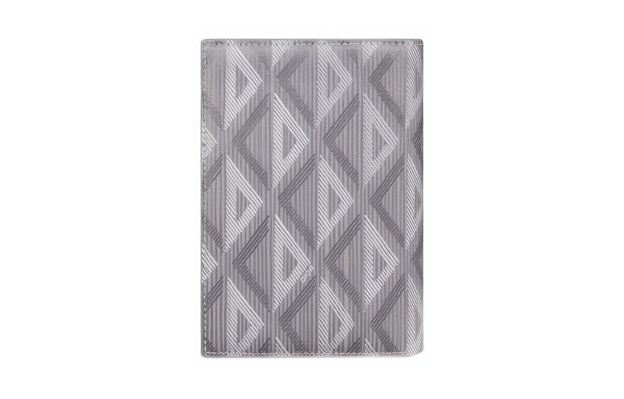 DIOR CD Diamond Canvas Passport Case Card Holder Wallet Passport Holder Men's Gray
