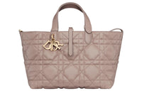 DIOR Cow Leather Tote Bag Shopping Bag Shoulder Bag Handbag Medium Size Women's Warm Taupe Gray