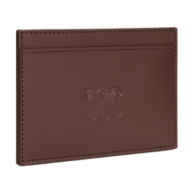 CELINE Calfskin Card Holder Men's Chestnut