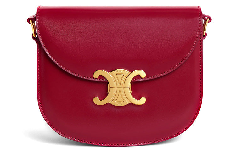 CELINE Satin Smooth Cow Leather Crossbody Bag, Shoulder Bag Women's Red