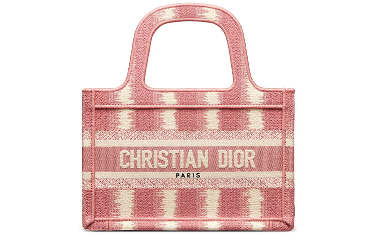 DIOR BookTote Embroidery Tote Bag Shopping Bag Handbag Mini Women's Pink