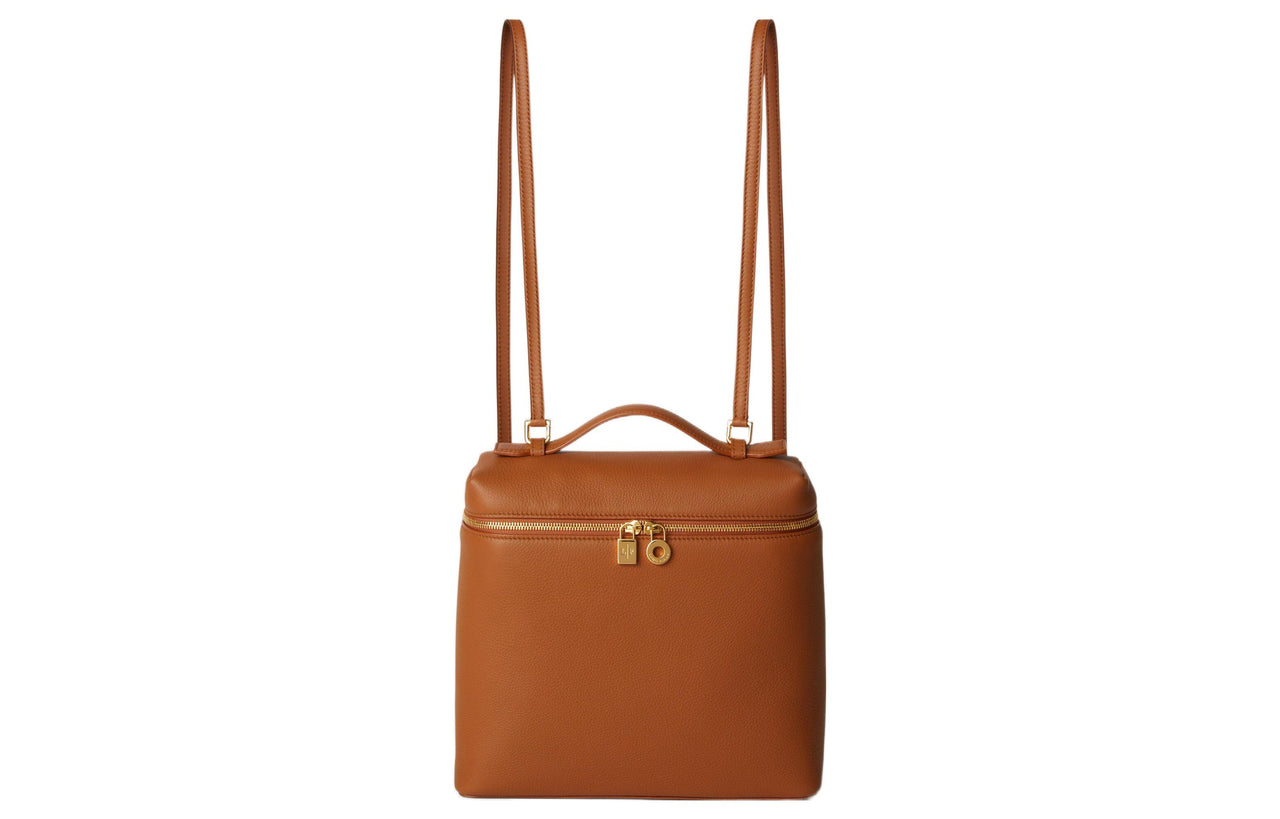 Loro Piana ExtraPocket Cow Leather Backpack Regular Women's Tobacco Thread