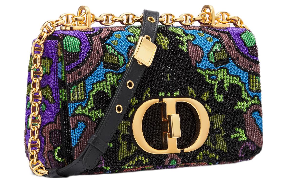 DIOR Caro Satin Shoulder Bag Crossbody Bag Handbag Small Size Women's Multicolor