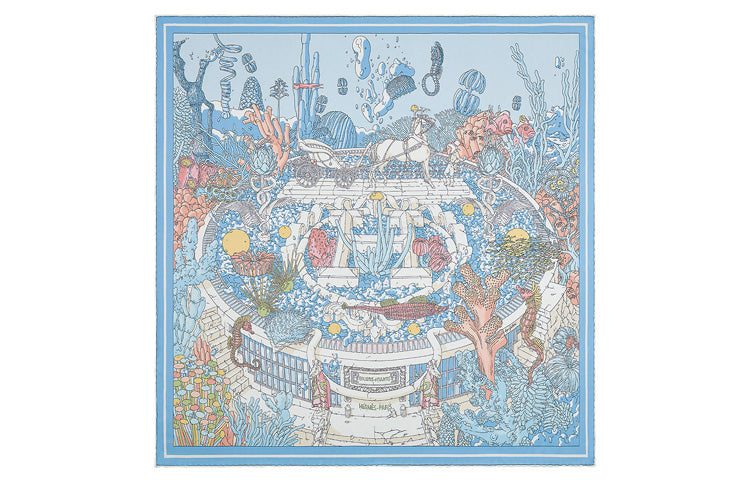 HERMES Silk Scarves Unisex Sky Blue