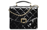 CHANEL Patent Leather Handbag Shoulder Bag Crossbody Bag Regular Women's Black