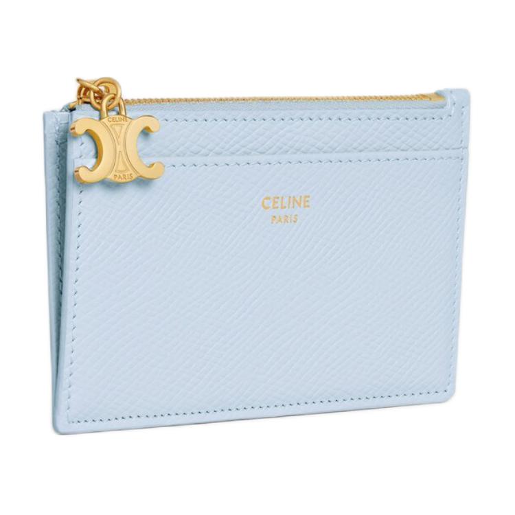 CELINE Triomphe Cow Leather Card Holder Women's Glacier Blue