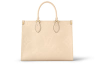 LOUIS VUITTON ONTHEGO Embossed Grained Cow Leather Tote Bag Shopping Bag Handbag Medium Size Women's Cream White