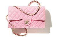 CHANEL 22SS Spring And Summer Classic Flap CF Embossed Shiny Calfskin Shoulder Bag Crossbody Bag Women's Pink