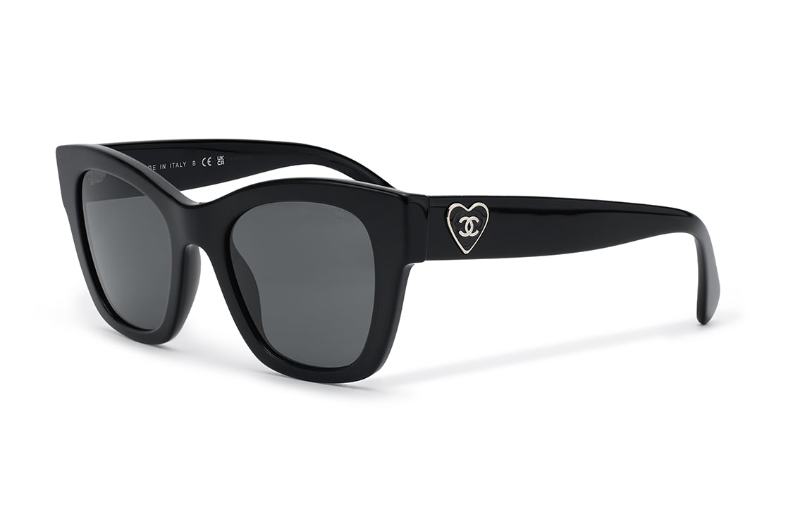 CHANEL Plate Frame Square Sunglasses Women's Black