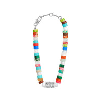 CELINE San Onofre Chunky Triomphe Bracelet In Natural Stones And Brass With Rhodium Finish