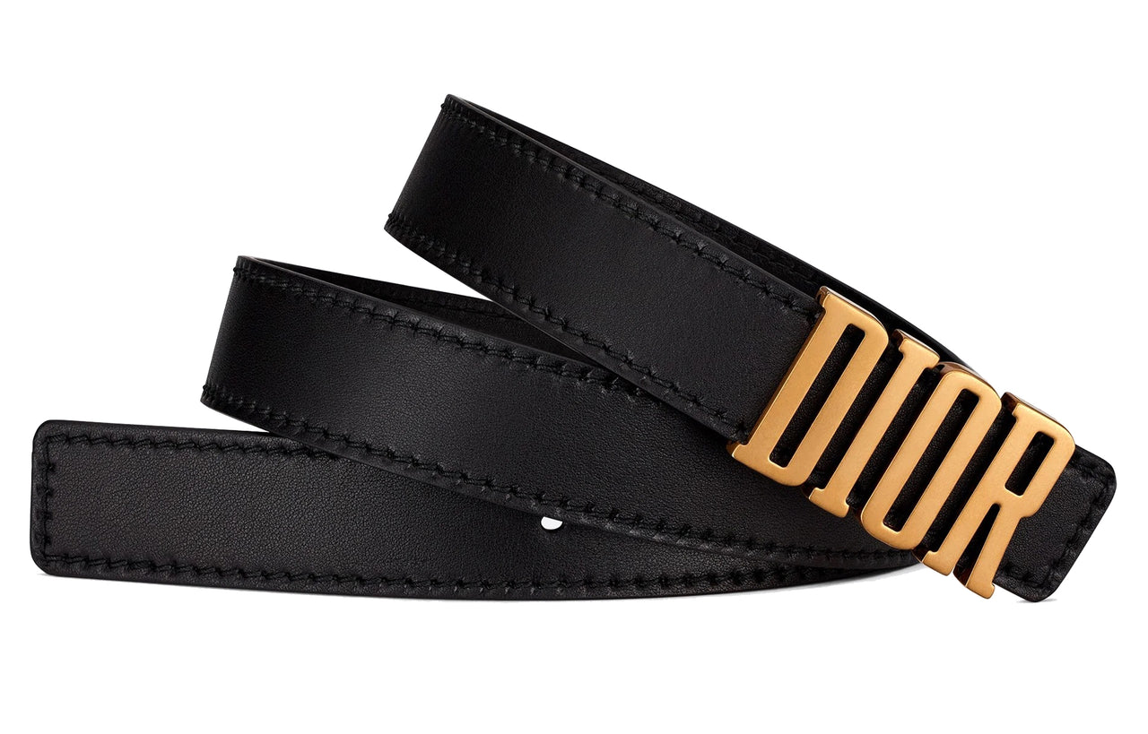 DIOR Cow Leather Belts Unisex Width 3cm