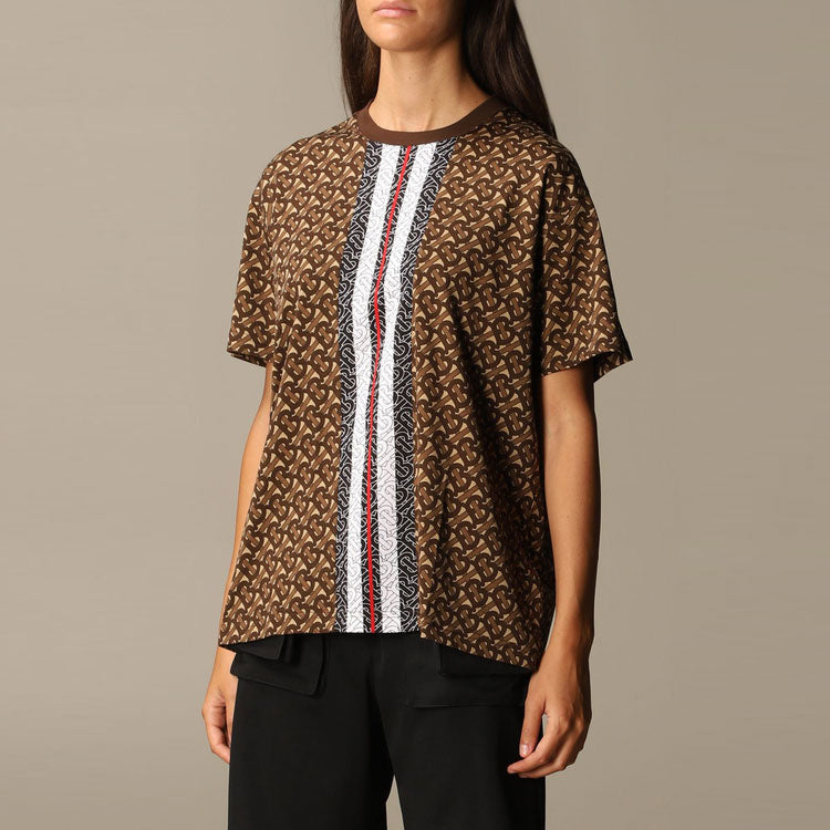 Burberry Exclusive Logo Striped Printed Loose Cotton Brown 80184331