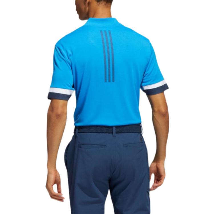 adidas Colorblock V neck Breathable Logo Stripe Quick Dry Short Sleeve Blue HI4753