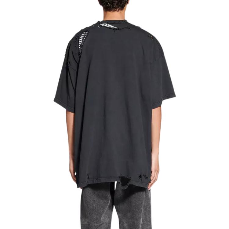 (WMNS) Balenciaga 3B Sports Icon Repaired Oversized T-Shirt 'Washed Black' 704056TMVA59034