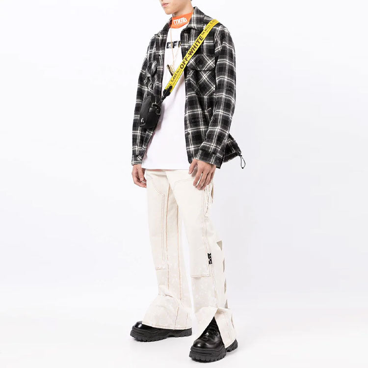 Off-White FW21 Chest Logo Printing Short Sleeve Loose Fit White OMAA038F21JER0010110