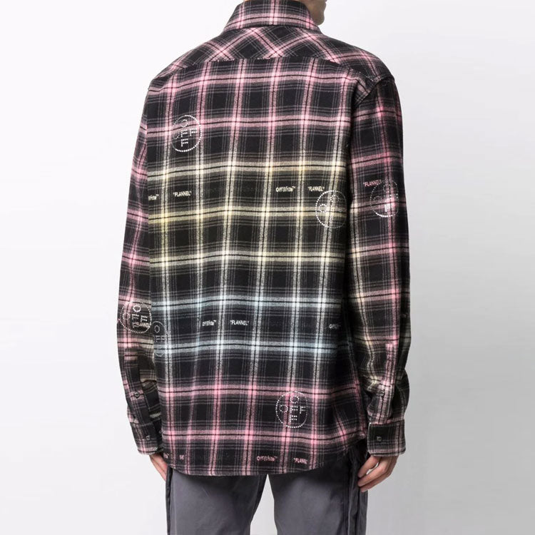 Off-White FW21 Logo Pattern Plaid Long Sleeves Shirt Loose Fit OMGA133S21FAB0028400