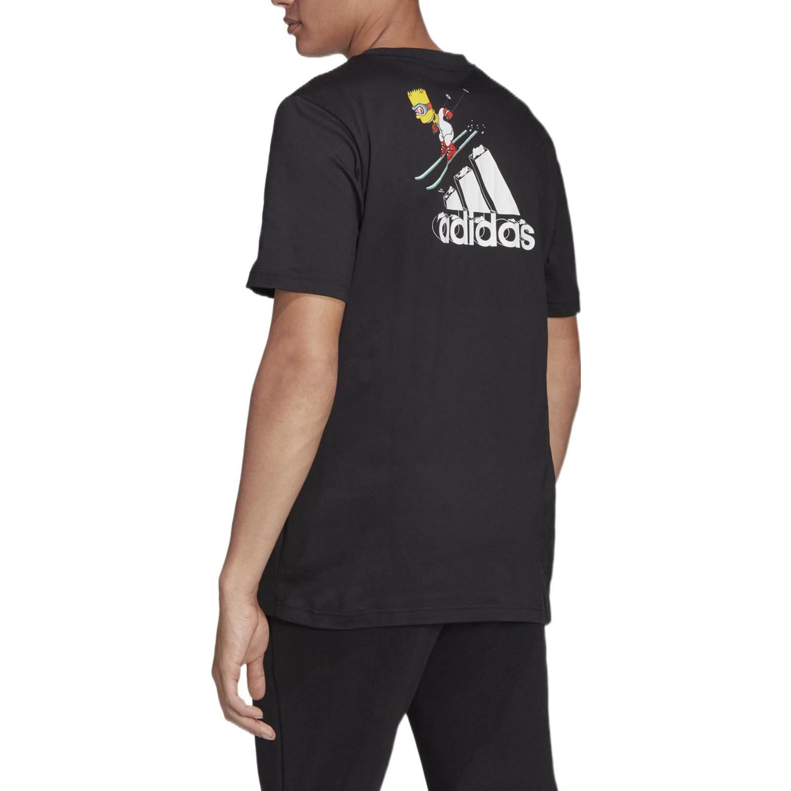 Men's adidas Cartoon Skateboard Juvenile Logo Printing Round Neck Short Sleeve Black T-Shirt GS6221