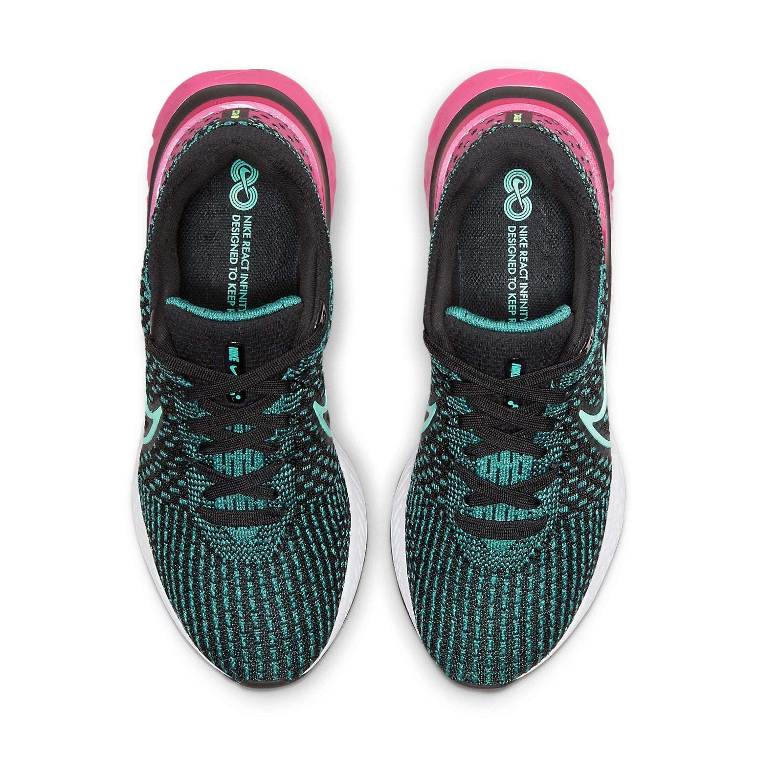 (WMNS) Nike React Infinity Run Flyknit 3 'Black Pink Prime Dynamic Turquoise' DD3024-003