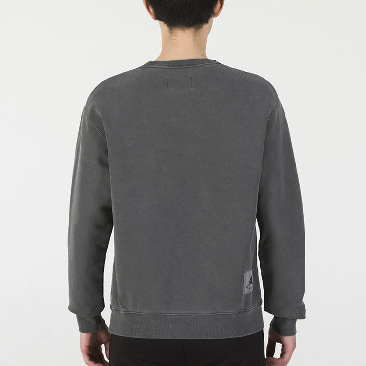 Men's Air Jordan As J Flt Hrtg Flc Crew Embroidered Logo Sports Solid Color Knit Pullover Round Neck Autumn Gray DO2308-011