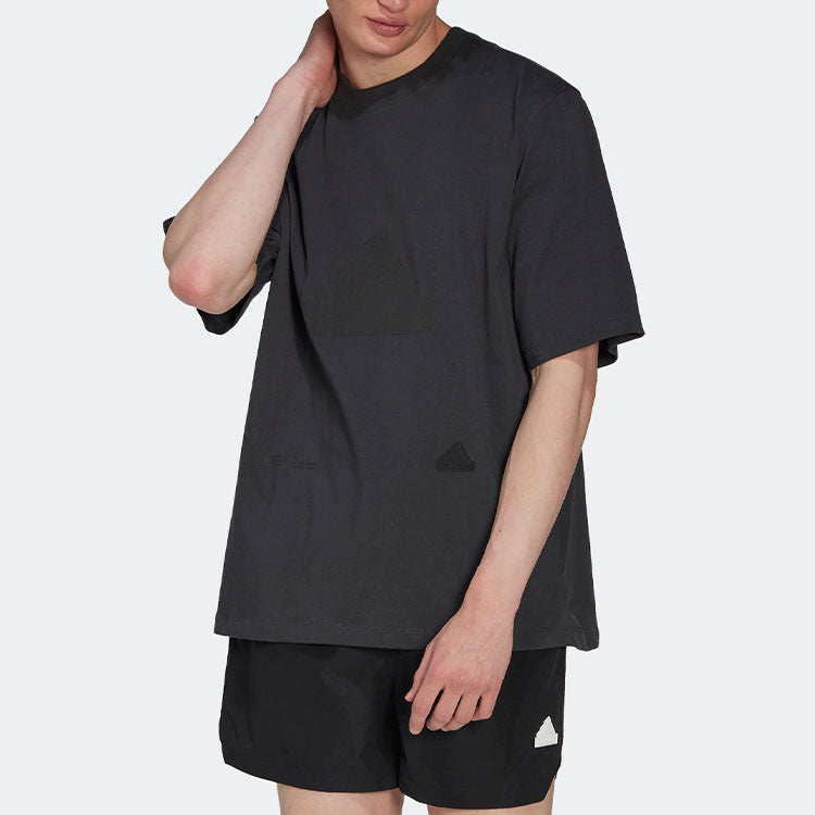 Men's adidas New Osize Tee Loose Sports Round Neck Short Sleeve Black T-Shirt HN1958