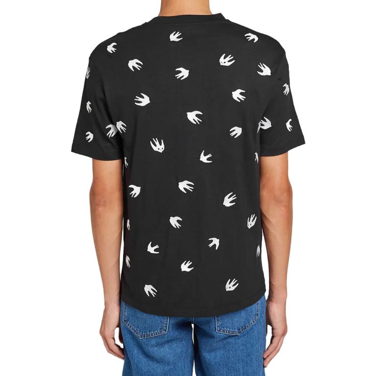Men's McQ Alexander McQueen Contrasting Colors Embroidered Short Sleeve Black 291571-RMT64-1000