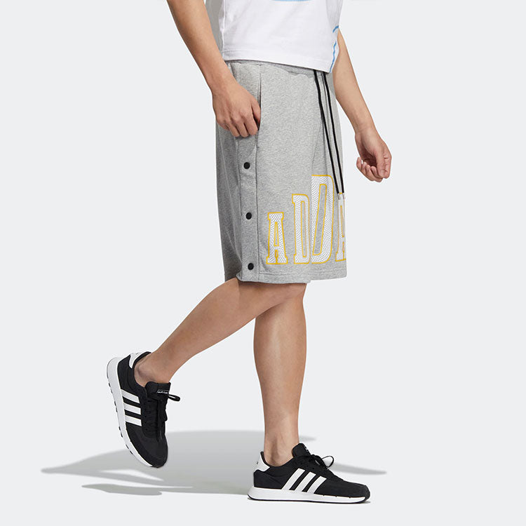 Men's adidas neo Alphabet Large Logo Printing Sports Shorts Medium Hemp Grey HN0003
