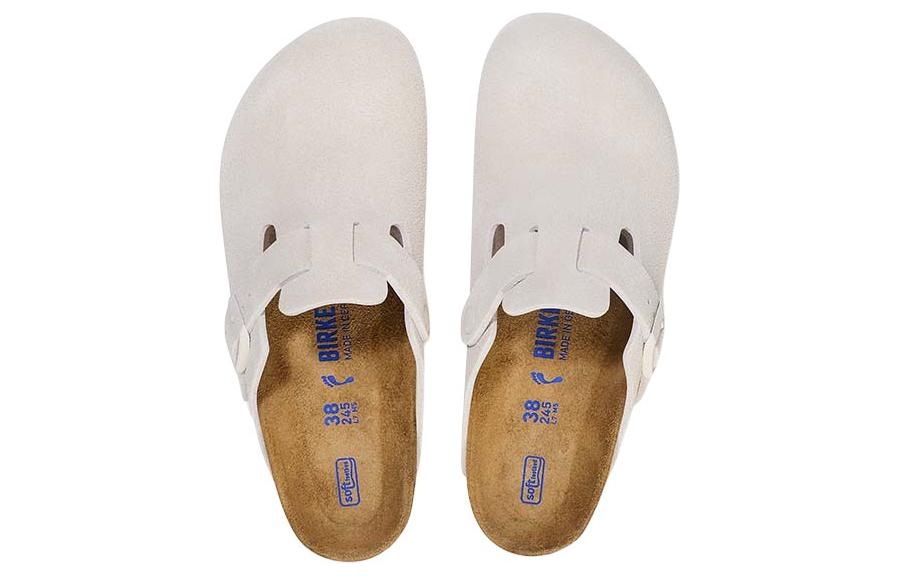 Birkenstock Boston Soft Footbed Suede Leather Narrow Fit Sandals 'Antique White' 1027693