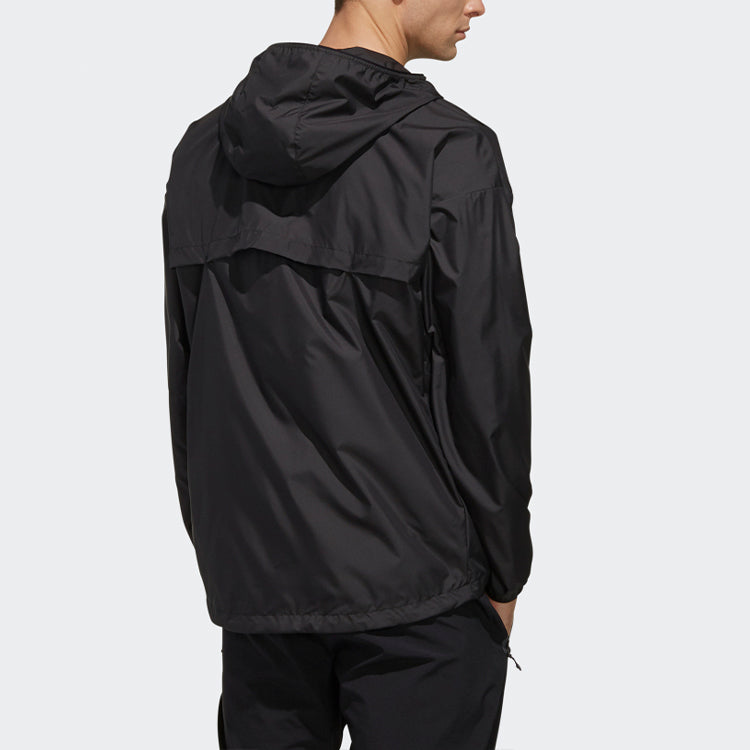 adidas Windbreaker Ho Sleeve Logo Windproof Hooded Jacket Black EH3949