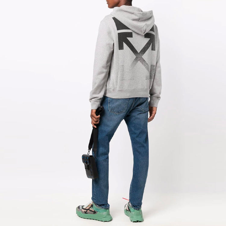 Men's Off-White FW21 Arrow Printing Logo Drawstring Loose Fit Gray OMBB034F21FLE0020810