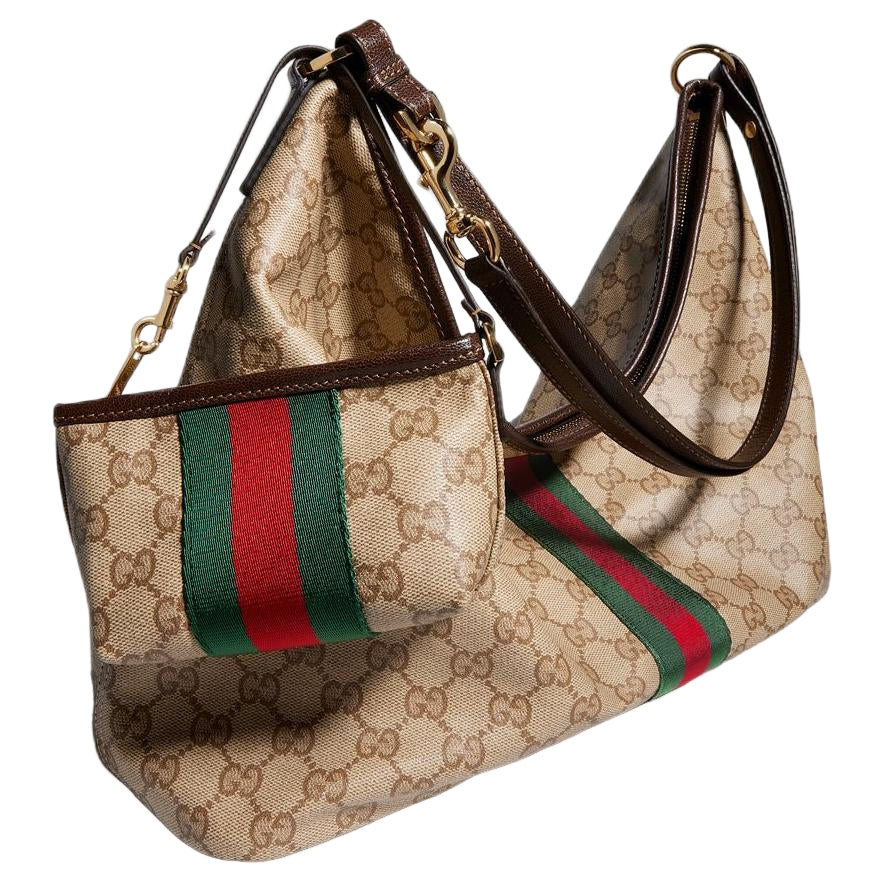 (WMNS) Gucci Large Shoulder Bag with Web 'Sand Dark Brown' A008NS-FAGK6-8547