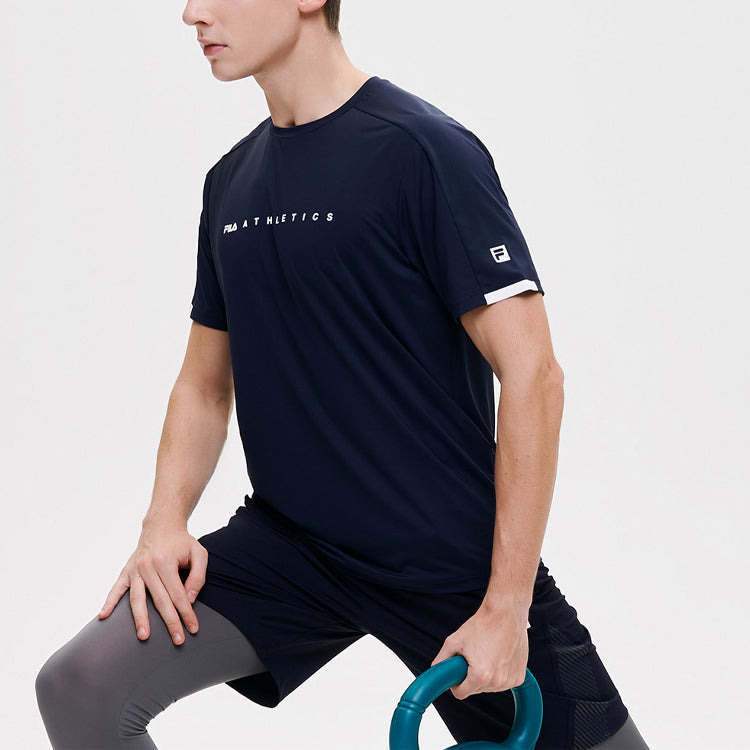 FILA Athletics Round Neck Pullover Casual Sports Short Sleeve Royal blue A11M131101F-NV