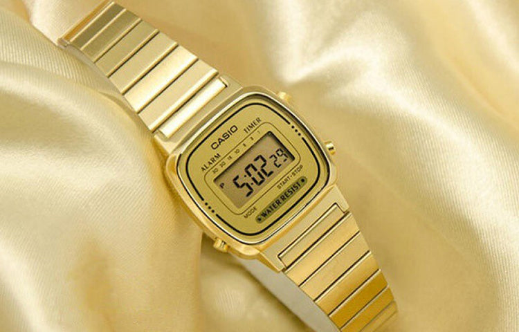 CASIO STANDARD Series Classic Small Cube Retro Waterproof Spring And Summer New Release Watch Gold Digital LA670WGA-9D