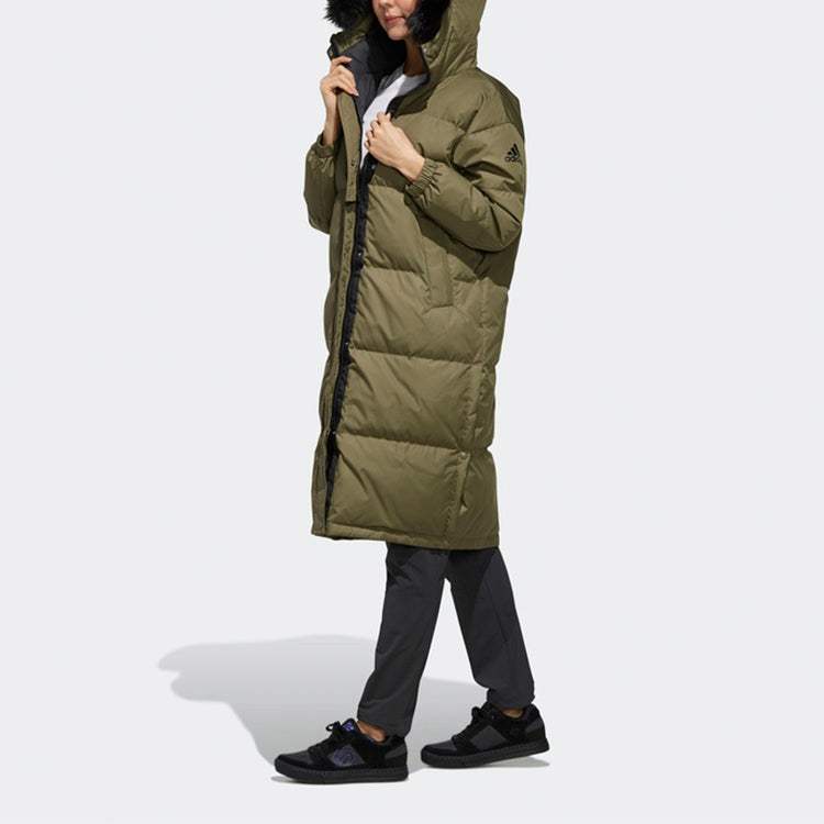 (WMNS) adidas FUR Long Down Jackets 'Green' EH3981
