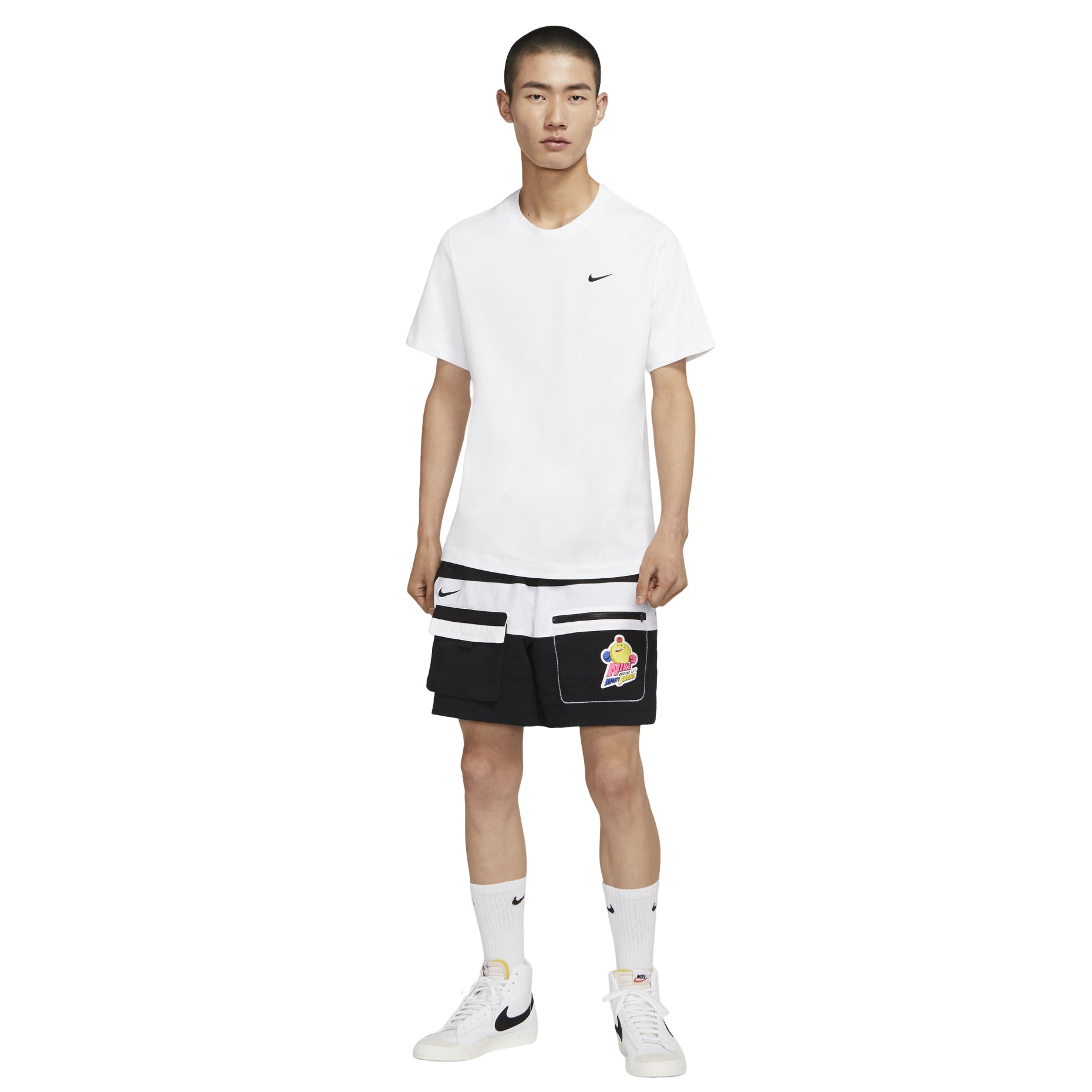 Men's Nike Sportswear Solid Color Embroidered Logo Micro Mark Round Neck Casual Short Sleeve White T-Shirt BV0508-100