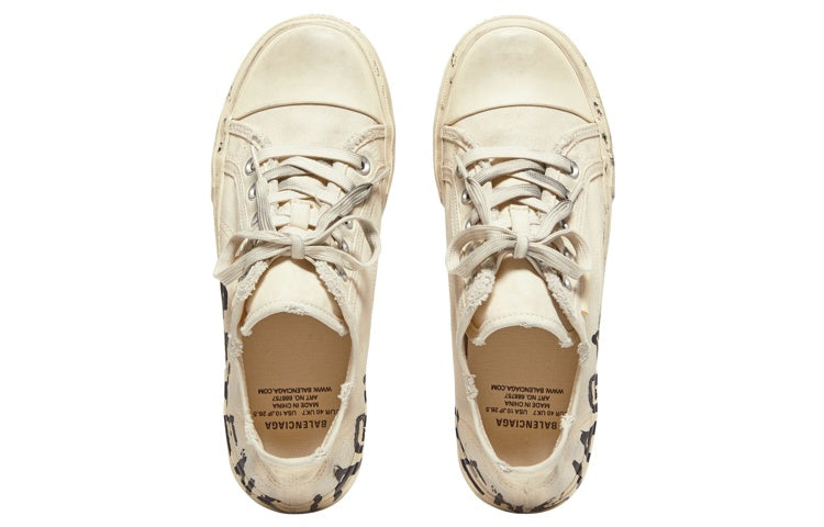 (WMNS) Balenciaga Paris Low Top Sneakers 'White Destroyed Cotton and White Rubber with Graffiti' 688757W3RR59010