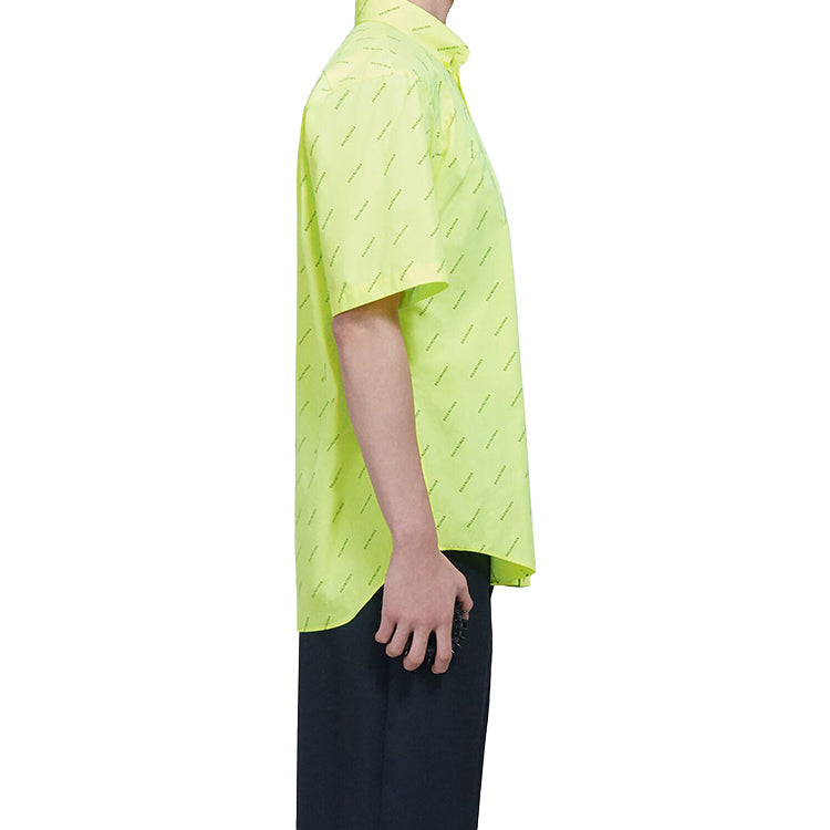 Balenciaga All Over Logo Shirt 'Neon Yellow' 534332TILX67110