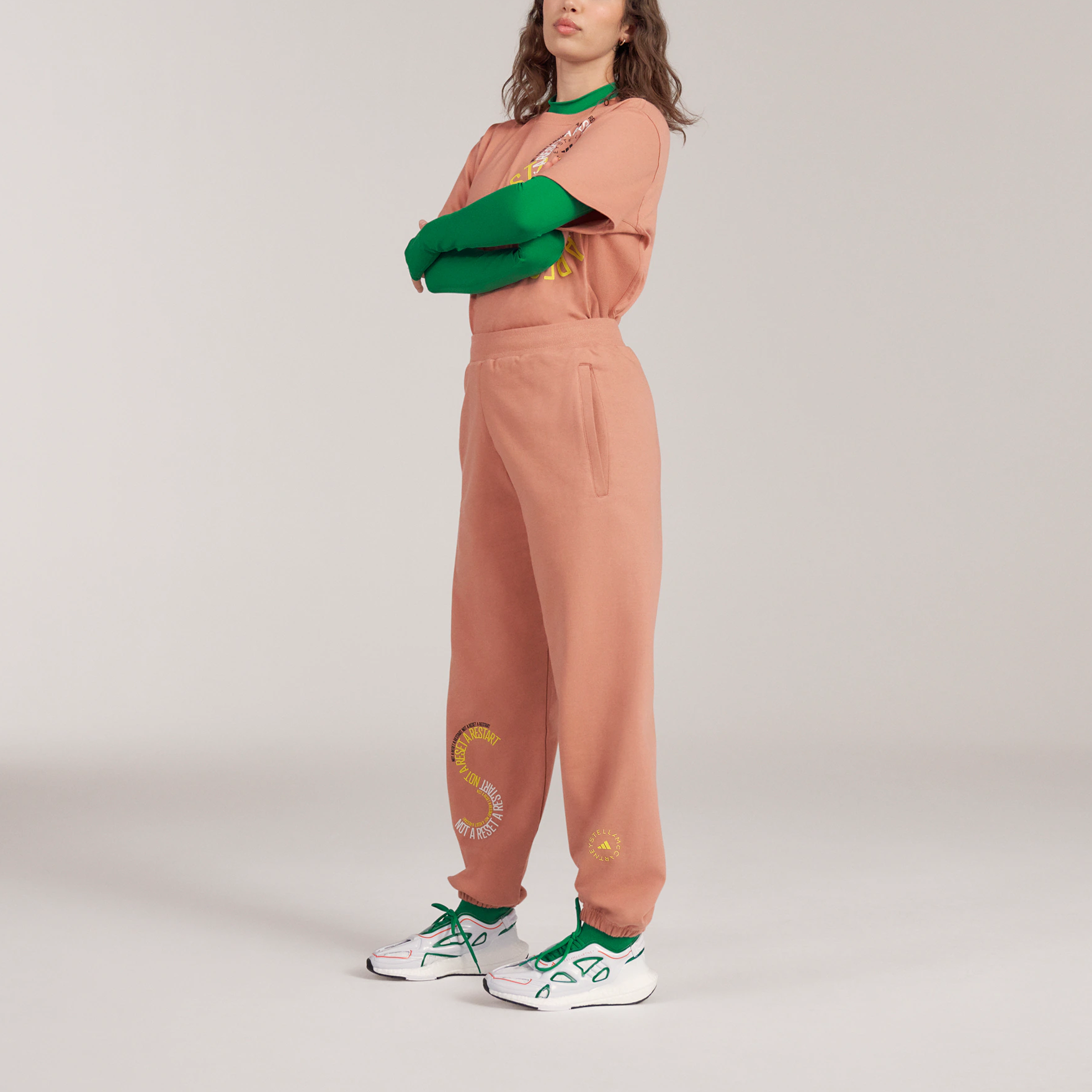 adidas x Stella Mccartney Crossover Logo Alphabet Printing Bundle Feet Sports Pants/Trousers/Joggers Orange IB5907