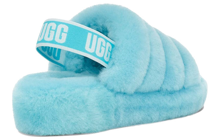 (WMNS) UGG Fluff Yeah Slide Thick Sole Blue Slippers 1095119-CRWT