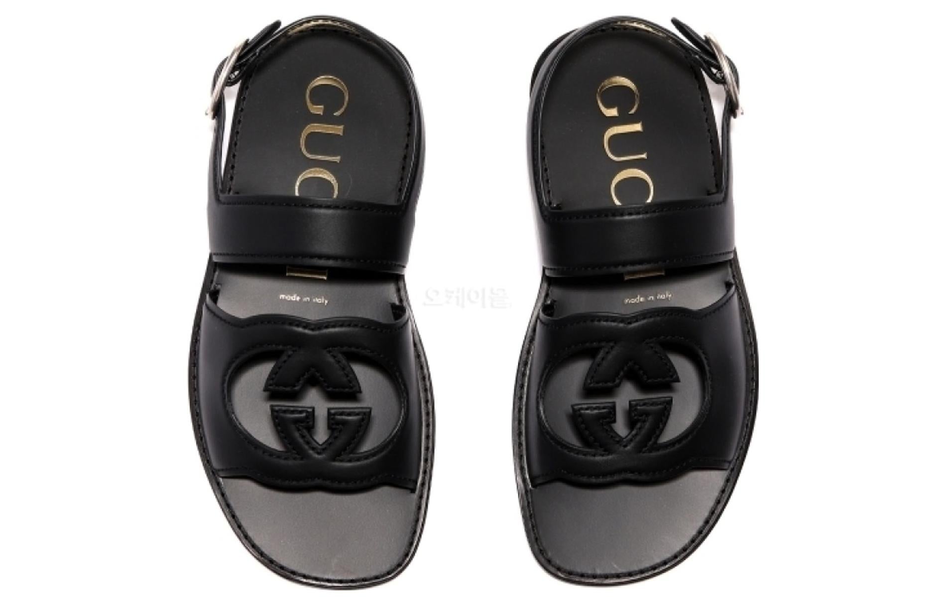 Gucci Cut-Out Detailed Interlocking G Sandals 'Black' 723627-US000-1000