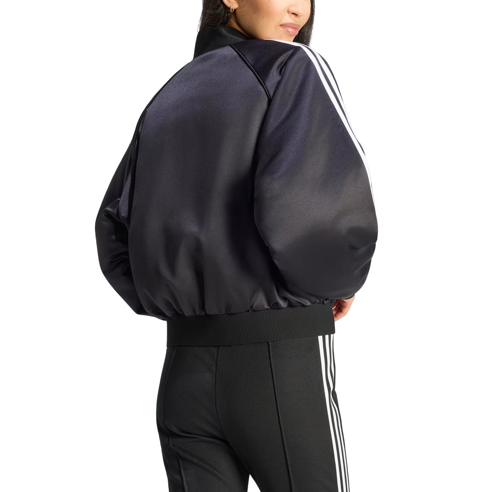 (WMNS) adidas Satin Bomber Jacket Asia Sizing 'Black White Grey Three' KT2648