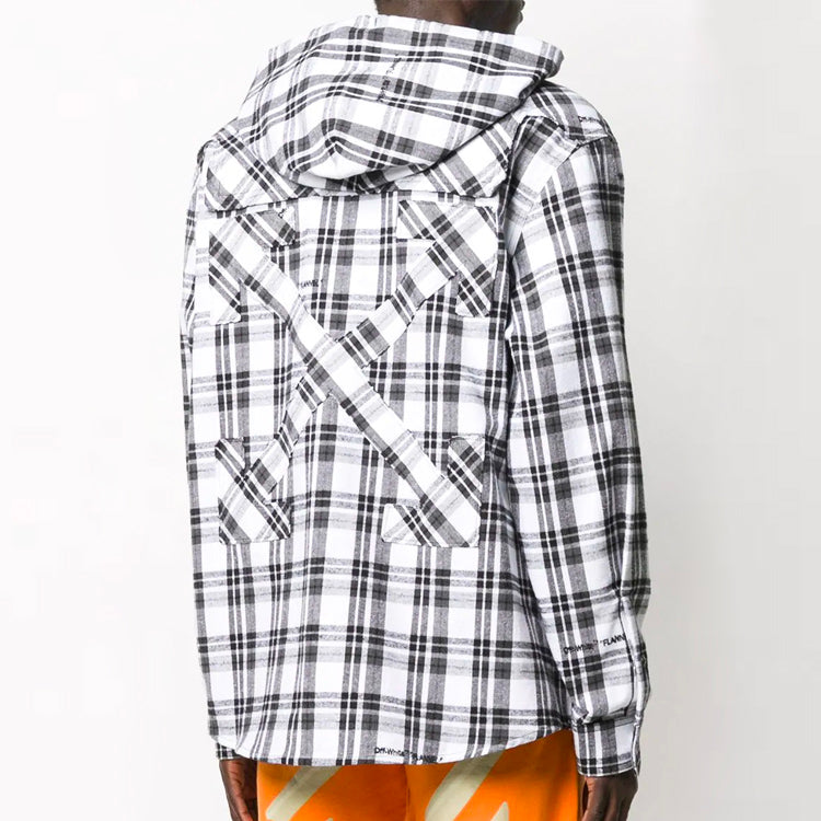 Off-White Stripe Hooded Long-sleeve Shirt Unisex White OMGA099R20G710010100