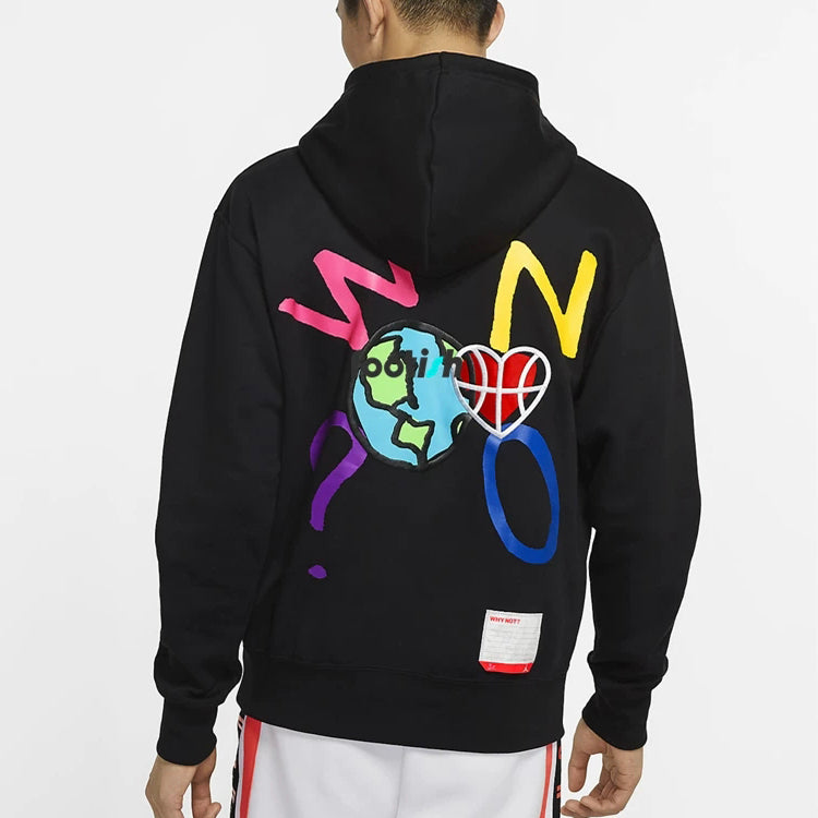 Air Jordan Why Not Printing Pattern Fleece hooded Pullover Sports Black CW4255-010