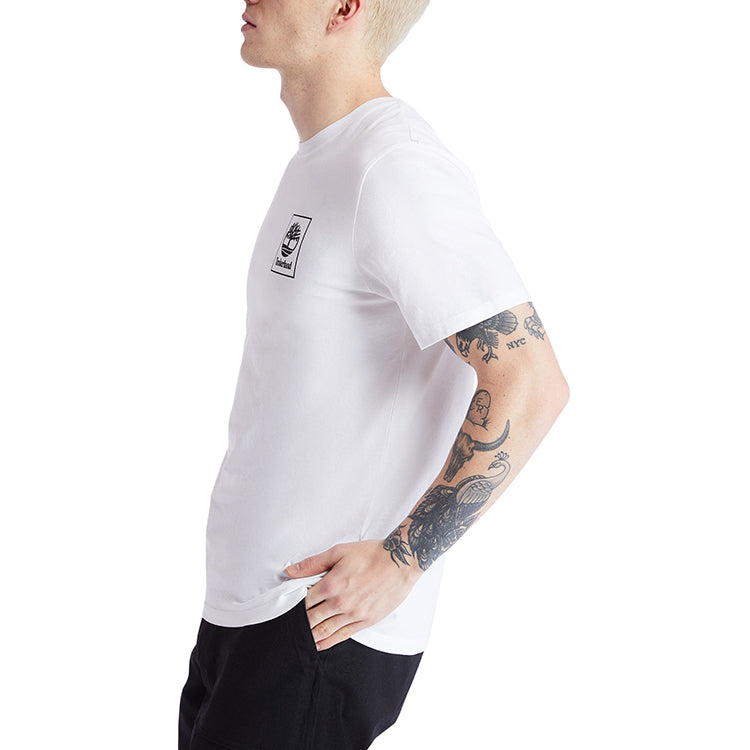 Men's Timberland Back Pattern Printing Short Sleeve White A2AFV-100