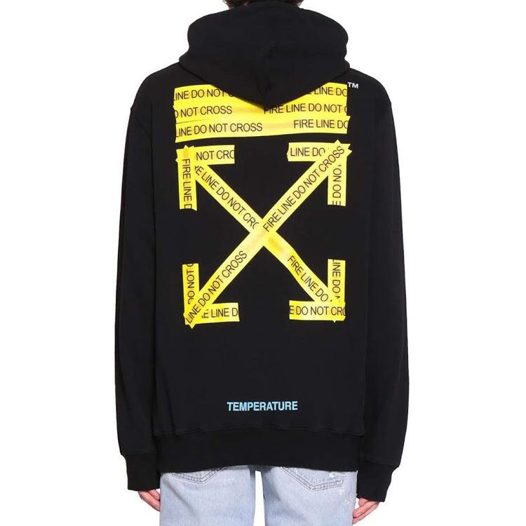 Off-White Firetape Hoodie 'Black Yellow' OMBB029S180030241060-BK