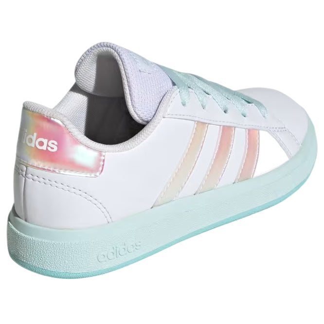 (GS) Grand Court Lifestyle Lace Tennis Shoes 'Cloud White Flash Aqua Halo Mint' JR6097