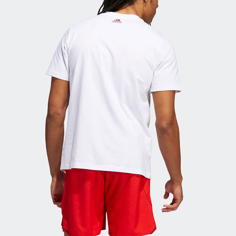 Men's adidas Basketball Series Spida Logo Printing Sports Short Sleeve White T-Shirt HG4418