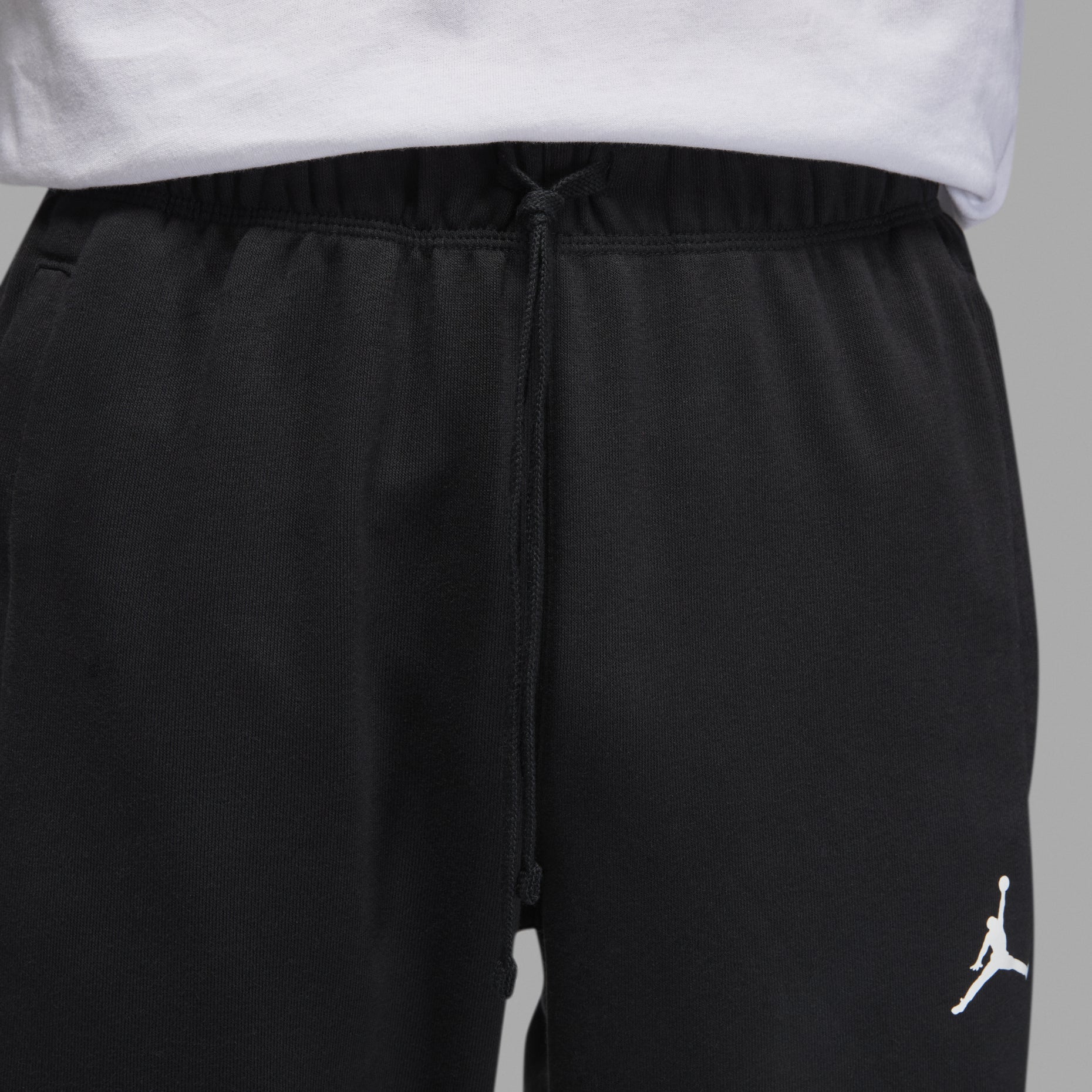 Men's Air Jordan Solid Color Logo Printing Lacing Bundle Feet Casual Sports Pants/Trousers/Joggers Autumn Black DQ7333-010