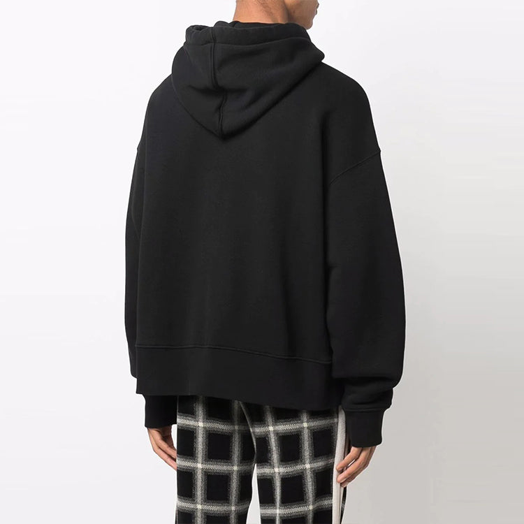 Palm Angels Curved Logo Hoodie 'Black White' PMBB058C99FLE0031001